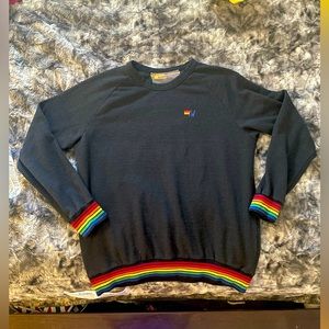 Aviator Nation Rainbow 🌈 Cuff & Waistband Unisex Sweatshirt XL Grey/Black